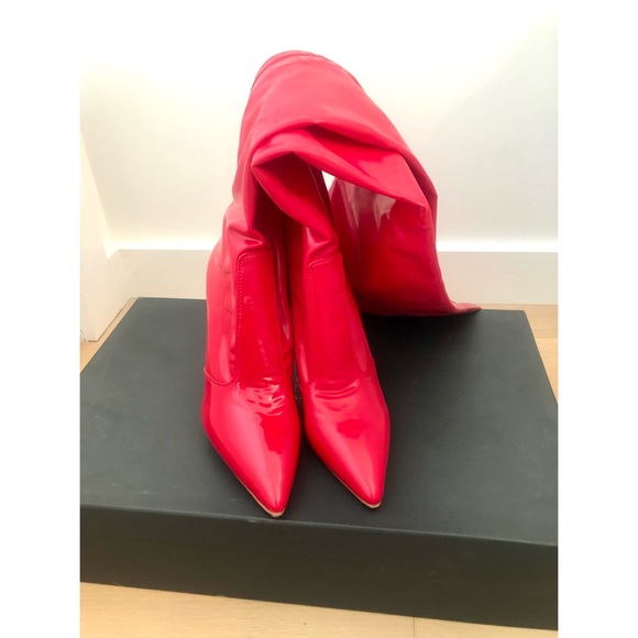 Mistress Rocks INAMORATA Red Vegan Leather Over-The-Knee Boots - Picture 9 of 16